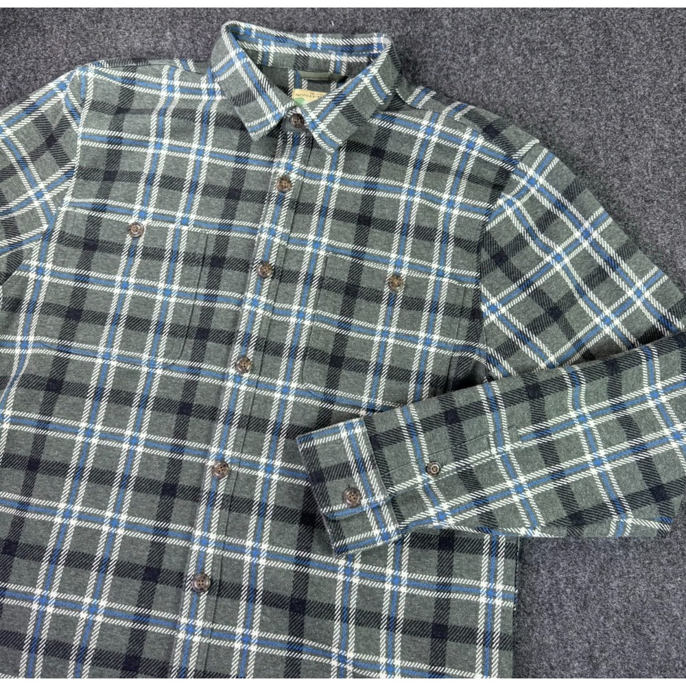 Marine Layer Pacifica Regular Fit Stretch Twill Shirt Men's XL Green Blue Plaid